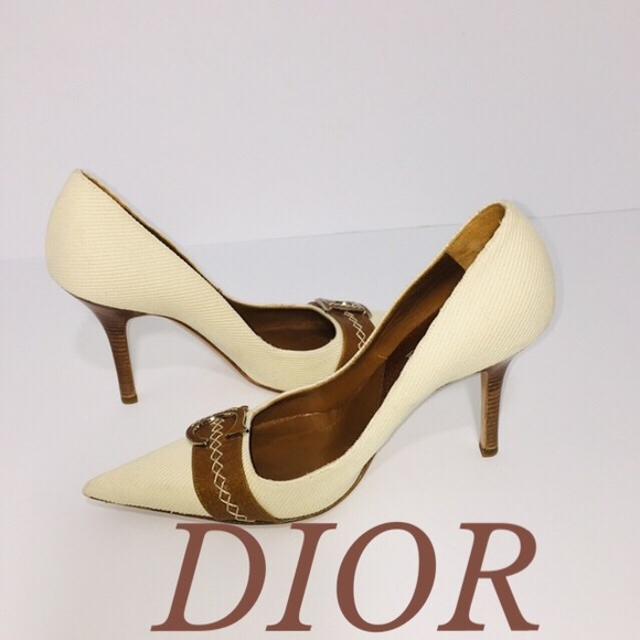 Dior Shoes - DIOR POINTED TOE HEELS CANVAS AND LEATHER MONOGRAM